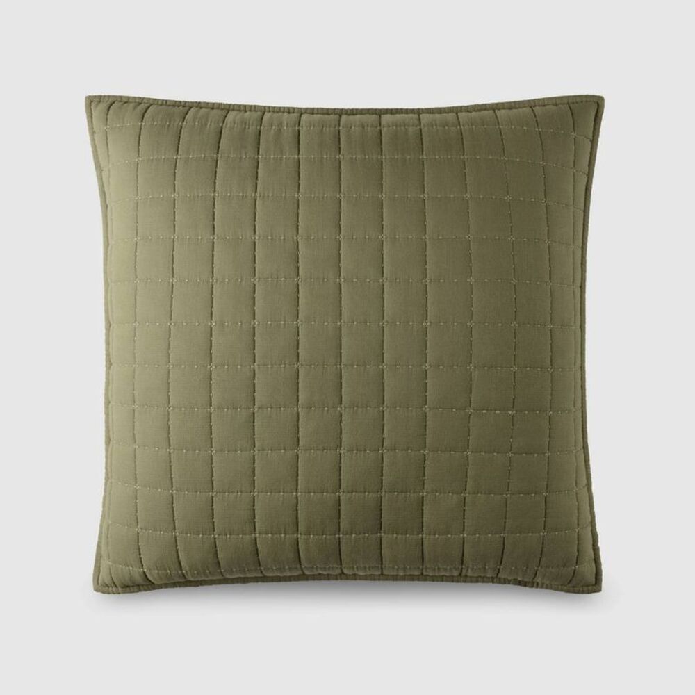 Jeremiah Brent Home 24"x24" Box Rice Stitch Gauze Euro Accent Pillow Green